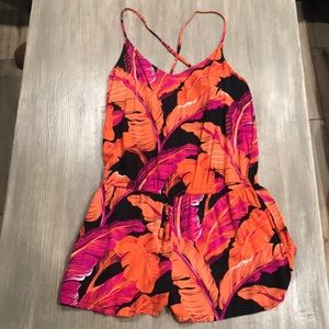 Old Navy Tropical Leaf Printed Cami Romper